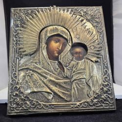 19TH. CENTURY RUSSIAN ORTHODOX ICON 12".5x14"1/4
