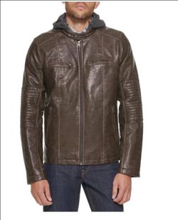 Men's Levi's® Faux-Leather Hooded Racer Jacket. Brown Size Small