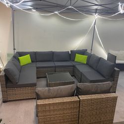 Only $550 New In Box 11pc Outdoor Conversation Set In Gray!!