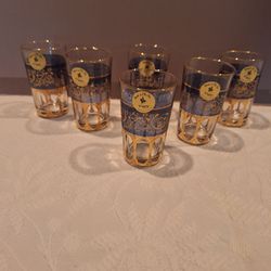 Moustary Paris Gold Decorated Drinking Glasses Set of 6
