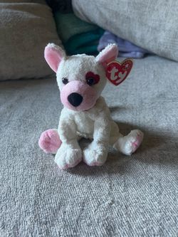 Ty Beanie Baby Cupid White Puppy Dog Plush Beanbag 2001 Vintage Beanie Babies