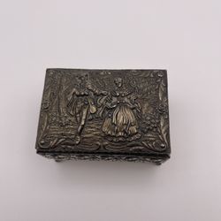 Vintage Made In Japan Repoussé Metal Trinket / Jewelry Box