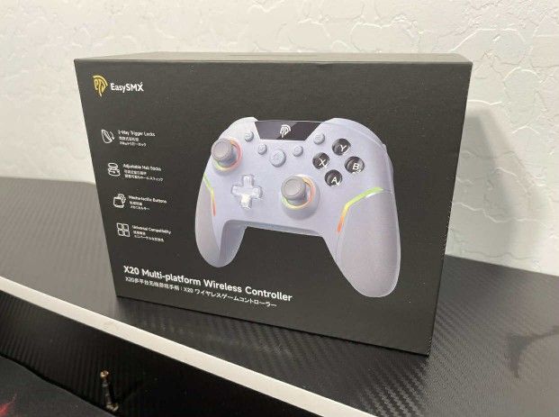 New EasySMX X20 Wireless Gaming Controller W/ RGB Backlit, 2-Stage Hall Effect Stick, 1000Hz Polling Rate, 6-Axis Gyro on Multi-Platform, Mech Buttons