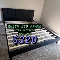 Queen Size Bed Frame With Euro Pillow Top Mattress