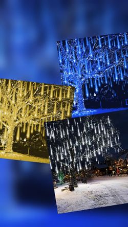 Christmas Lights Outdoor UL Certified Meteor Shower Lights 12 Inch 8 Tubes 192 LED Falling Rain Drop Icicle Snow Cascading Light patio string lights