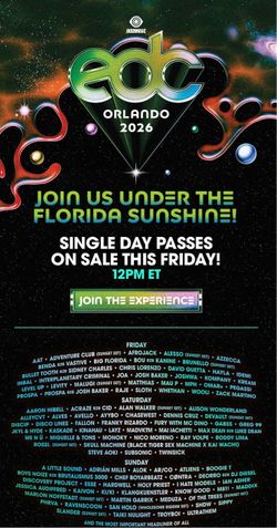 EDC ORLANDO 3 DAY GA TICKETS TWO PCS FOR SALE