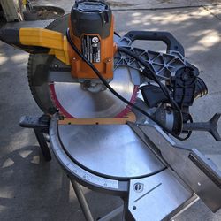 Rigid 15 Amp Corded 12 in. Dual Bevel Sliding Miter Saw with stand