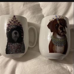 Two Certified International Fab Funky Dog Themed Coffee Cups