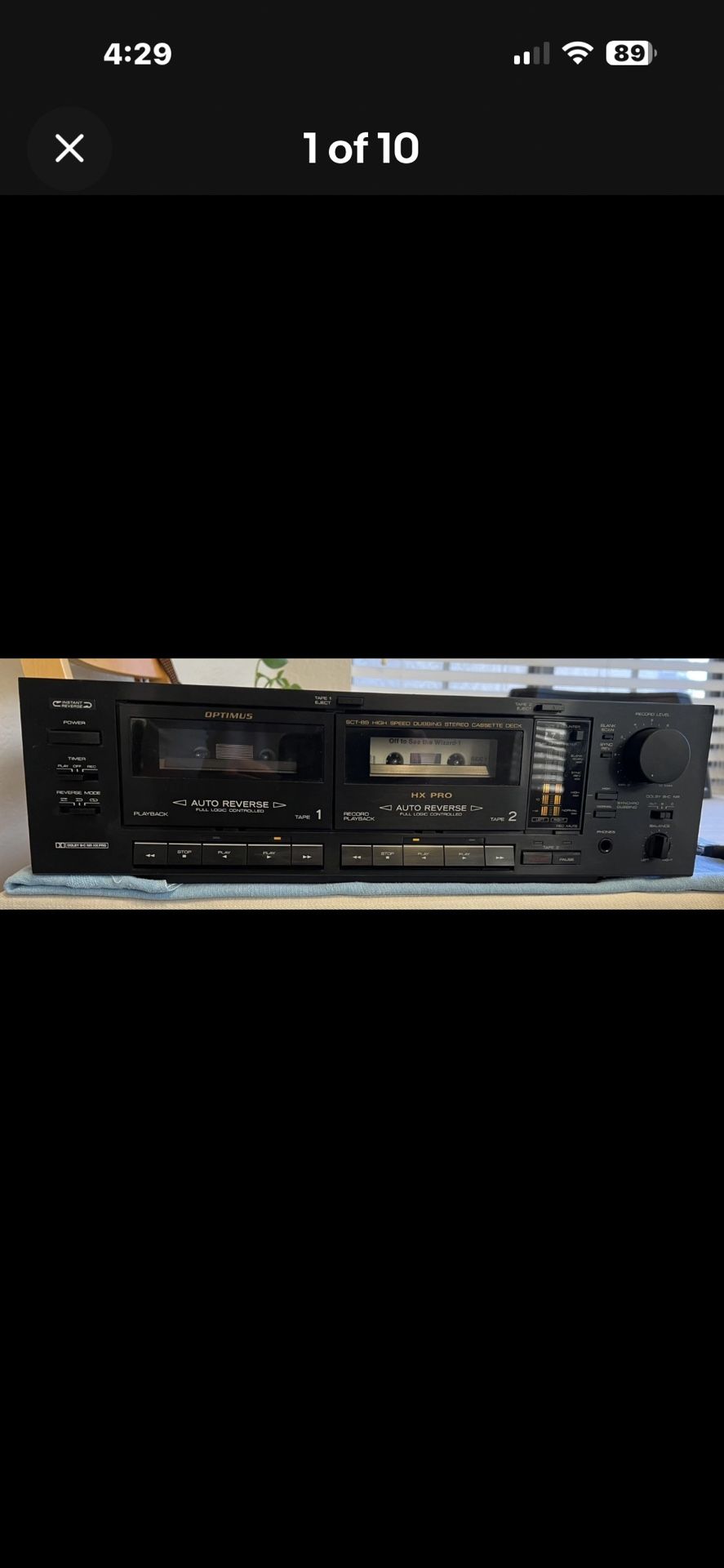 Optimus SCT-89 Full Logic Dual Stereo Cassette Deck Auto Reverse HX Pro Tested