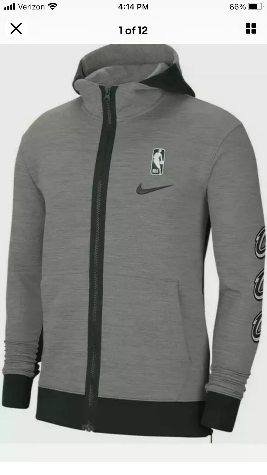 Nike NBA Cavaliers Basketball Therma Flex Showtime Zip Up Hoodie Sz L CU0489-063