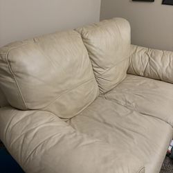 Cream Love Seat (real Leather)