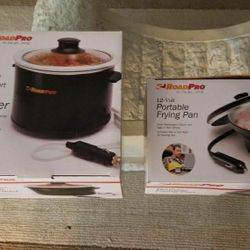 BRAND NEW ROAD PRO 12 VOLT SLOW COOKER AND 12 VOLT FRYING PAN