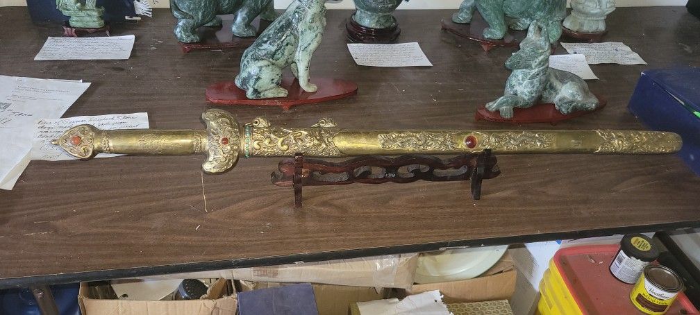 Gold-plated 3 Ft Hand Constructed Vintage Sword Blade Is Blunted And Not Sharp For Display Only Scroll Down To Description For Info And See 70 More Sc