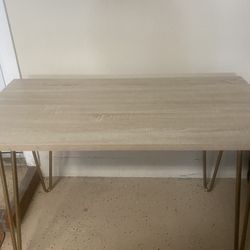 Essentials Table Desk With Gold Metal Legs 