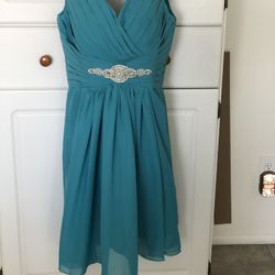 V neck Dress - Turquoise