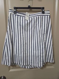 White Navy Striped Mini Skirt