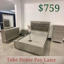 Capture Luxury with Champagne Silver Sparkle – Amalia Bedroom Set
