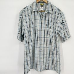 The North Face Blue Plaid Short Sleeve Button Up Shirt Men's Size Medium