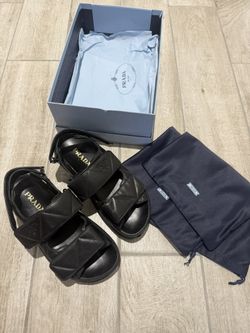 Prada Black Quilted Leather Sandals