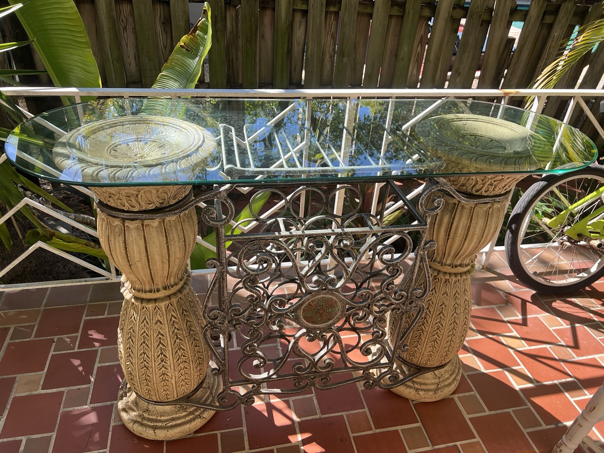 Glass Top Wrought Iron Wine rack Bar