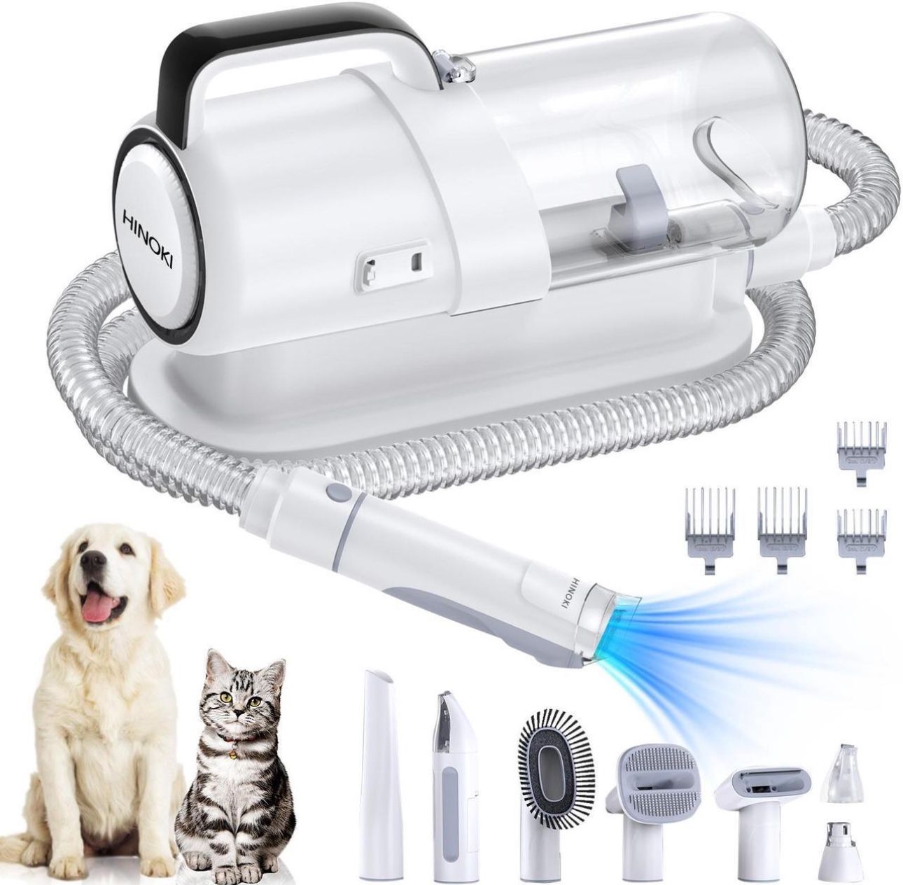 HINOKI Pro pet grooming Vacuum Kit & Grooming Tools, 2.3L Capacity Pet Hair Bin