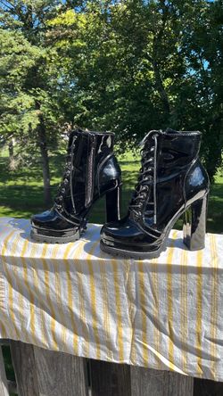 Black Patent Platform Boots  Size 7