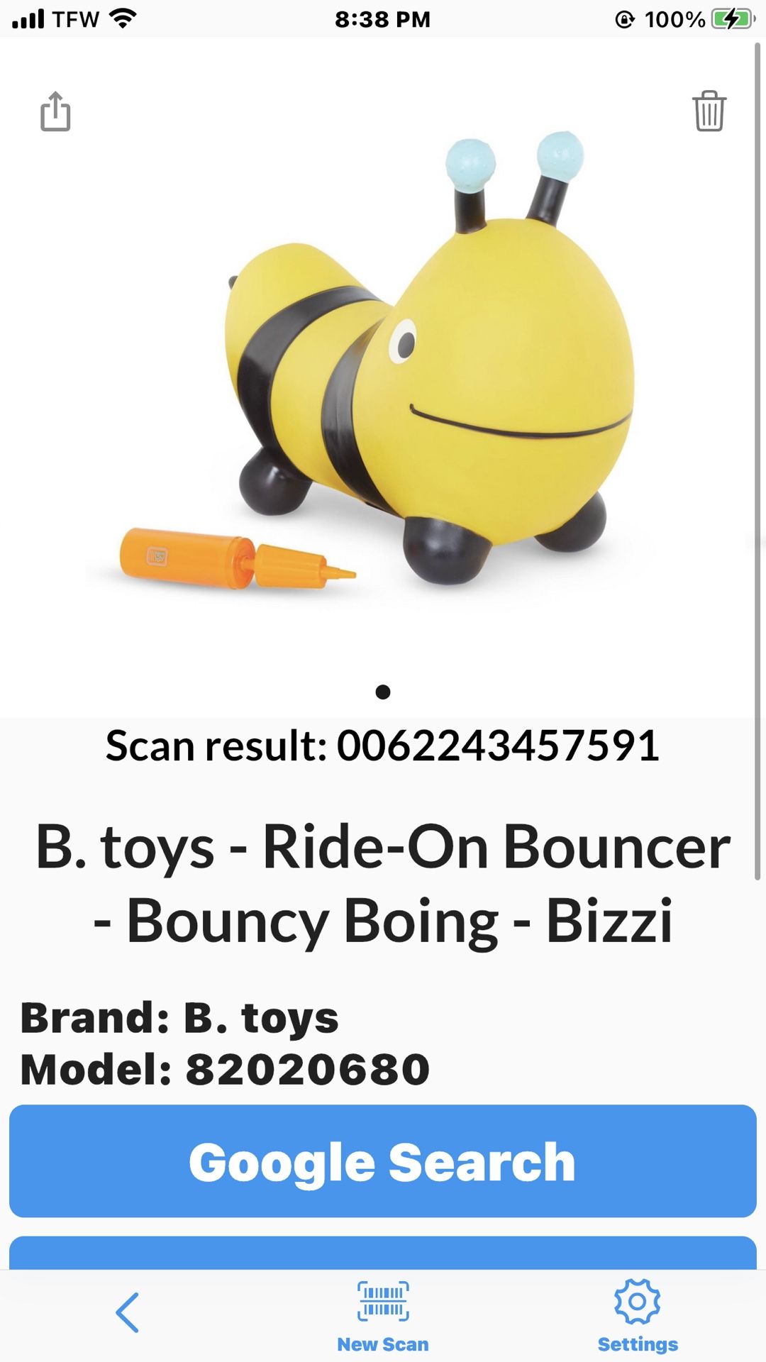 Toddler Bouncy Bee By Bouncy Boing-NEW