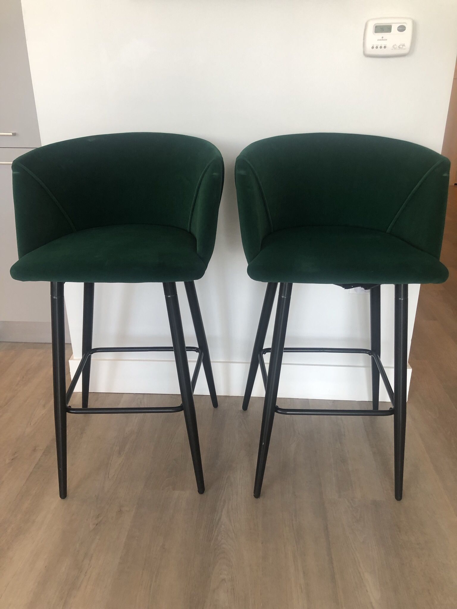 Etta Avenue Green Velvet Bar Stools 28”