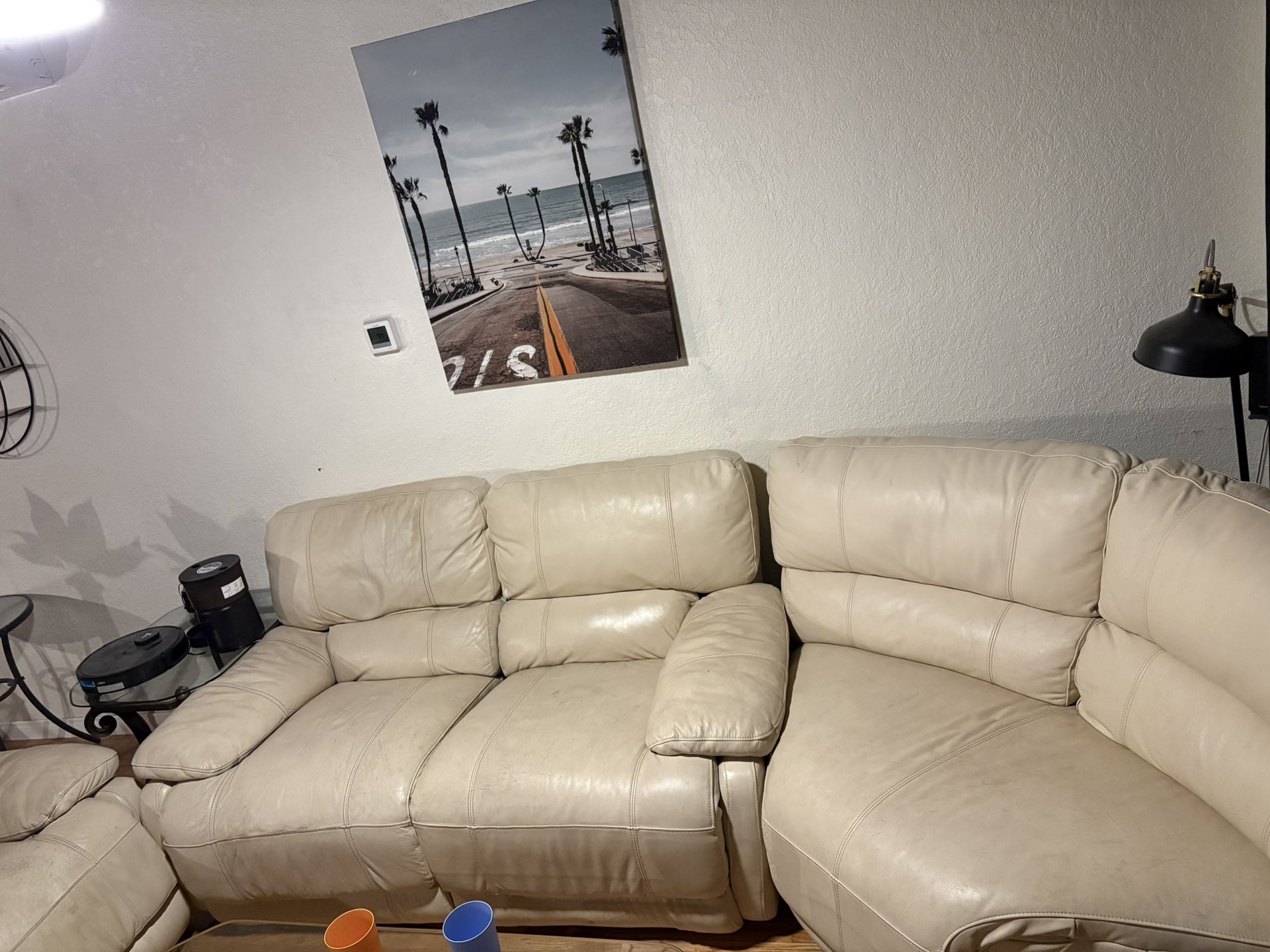 White Pleather Reclining Couch