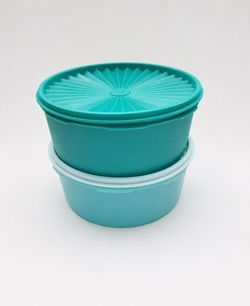 Set of 2 Tupperware brand storage containers with lids