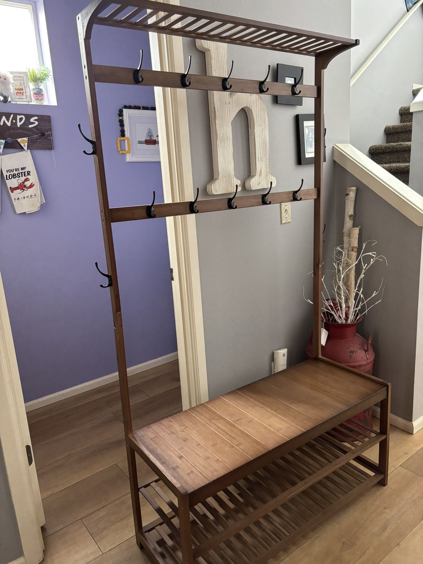 Hall Coat Tree With Bench