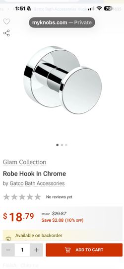 Glam Robe Hook - Chrome