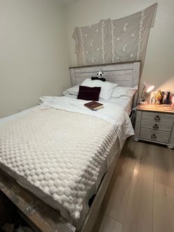 Full size bed with night stand