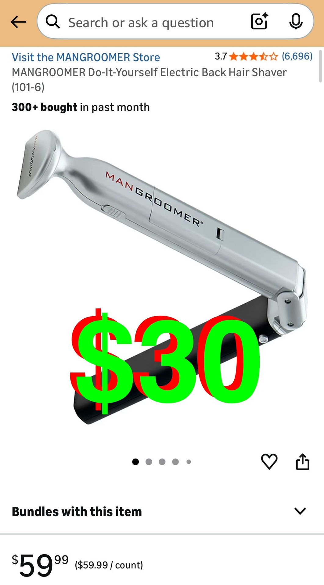 MANGROOMER Do-It-Yourself Electric Back Hair Shaver (101-6)