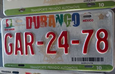 Collector Memorabilia México Car plates from Durango