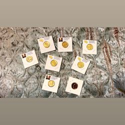 (4) Of Both 24 Karat Gold Plated Buffalo Nickel Collectors Items And 24 Karat Gold Plated Jefferson Nickel Collectors Items