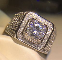 New 18 k white gold engagement ring wedding ring set men’s band