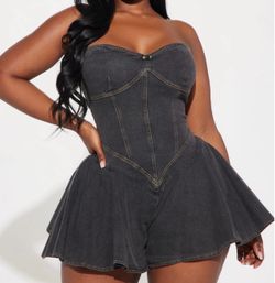 Plus size denim romper
