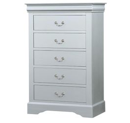 Some DAMAGES Assembled Dresser Chest with 5 Storage Drawers in Platinum