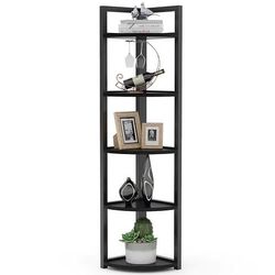 5-Tier Corner Bookshelf/Plant Stand,Black