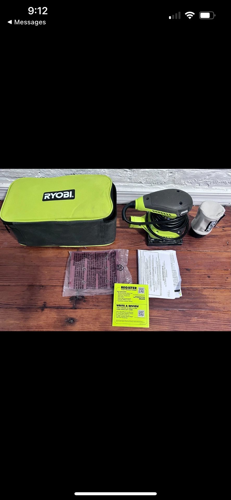 Ryobi S652DGK 2 Amp Corded 1/4 Inch Sheet Sander with Carrying Case