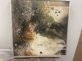 Ray Frieze painting 16x16 (late 20th century abstract expressionist)