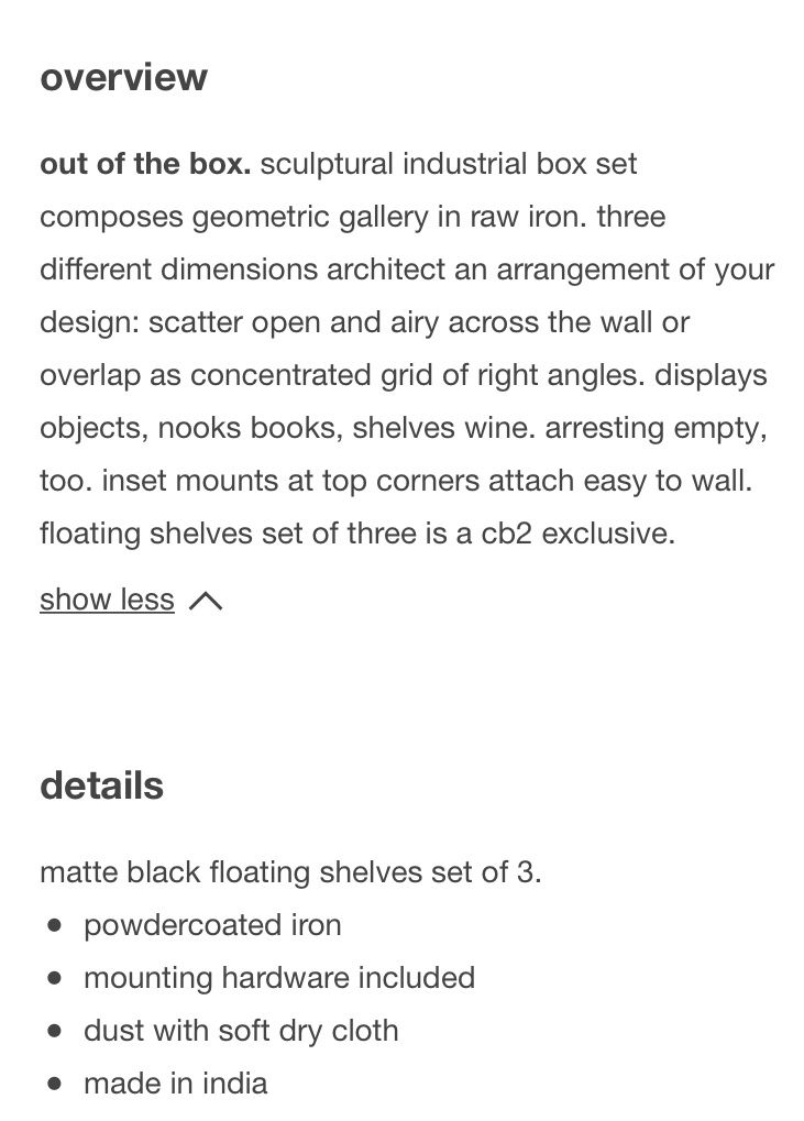 CB2 Floating Shelves (NEW)