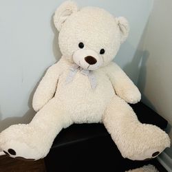 Jumbo White Bear with Silver Sparkles 45 Inches Tall 