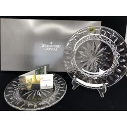 Set of 2 Waterford Crystal Lismore 8” Luncheon Salad Plates Used 