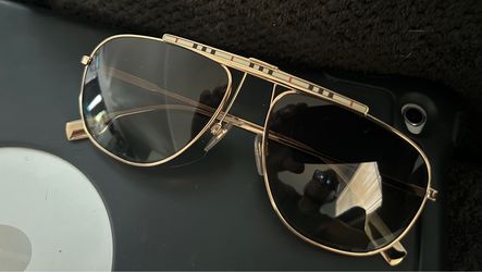Burberry Aviator Dean B Stripe Sunglasses in Metallic Gold