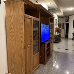 TV Wall Unit – Real Wood – $450