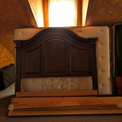 Queen-size bed frame with headboard