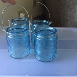 Blue candle jars