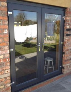 Grey uPVC French Doors with Full Glass Panels